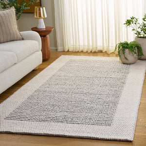 Safavieh Natura Hand‑Woven Ivory And Grey Runner — Scandinavian Textured Wool Blend, Low Profile Elegance 2'-3" x 9'-0" NAT433F-29