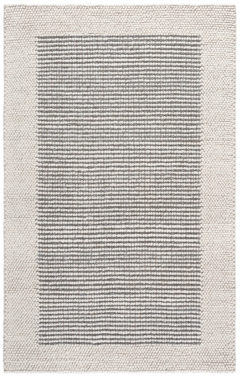 Safavieh Natura Handwoven Ivory And Grey Wool Rug — Low-Profile 0.5" Pile, Durable Cotton Backing, Versatile Style 5'-0" x 8'-0" NAT433F-5