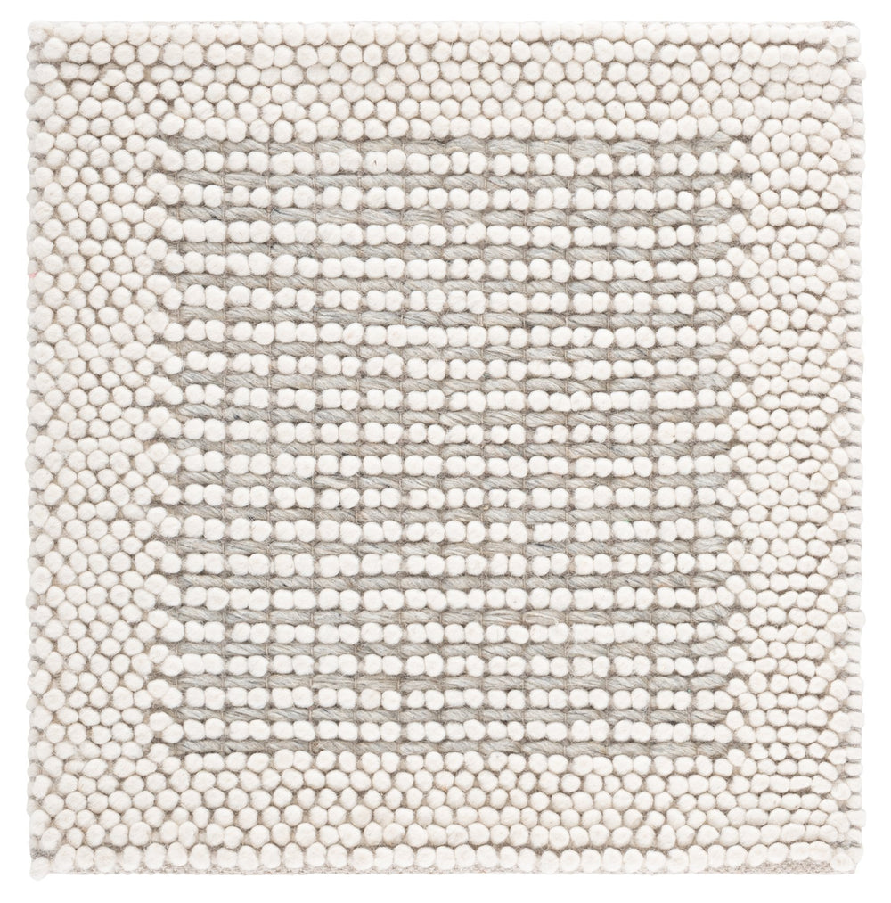Safavieh Natura Handwoven 6X6 Ivory Silver Area Rug – 70% Wool Low-Profile 0.5" Pile, Scandinavian Minimalist Charm NAT433G-6SQ