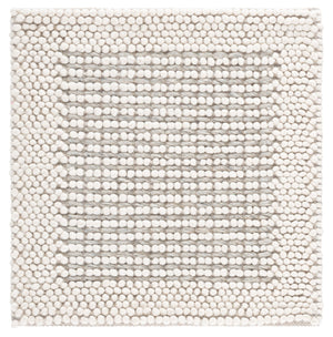 Safavieh Natura Handwoven 6X6 Ivory Silver Area Rug – 70% Wool Low-Profile 0.5" Pile, Scandinavian Minimalist Charm NAT433G-6SQ
