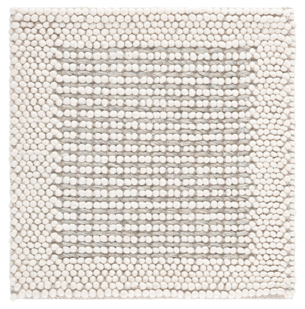 Safavieh Natura Handwoven 6X6 Ivory Silver Area Rug – 70% Wool Low-Profile 0.5" Pile, Scandinavian Minimalist Charm NAT433G-6SQ