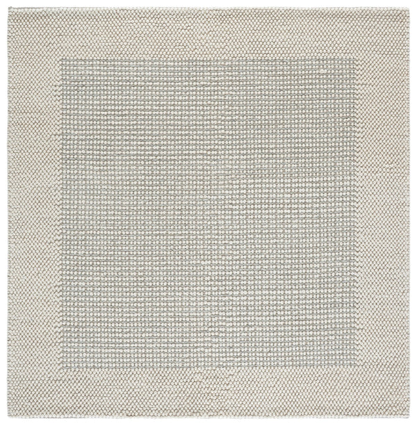 Safavieh Natura Handwoven 6X6 Ivory Silver Area Rug – 70% Wool Low-Profile 0.5" Pile, Scandinavian Minimalist Charm NAT433G-6SQ