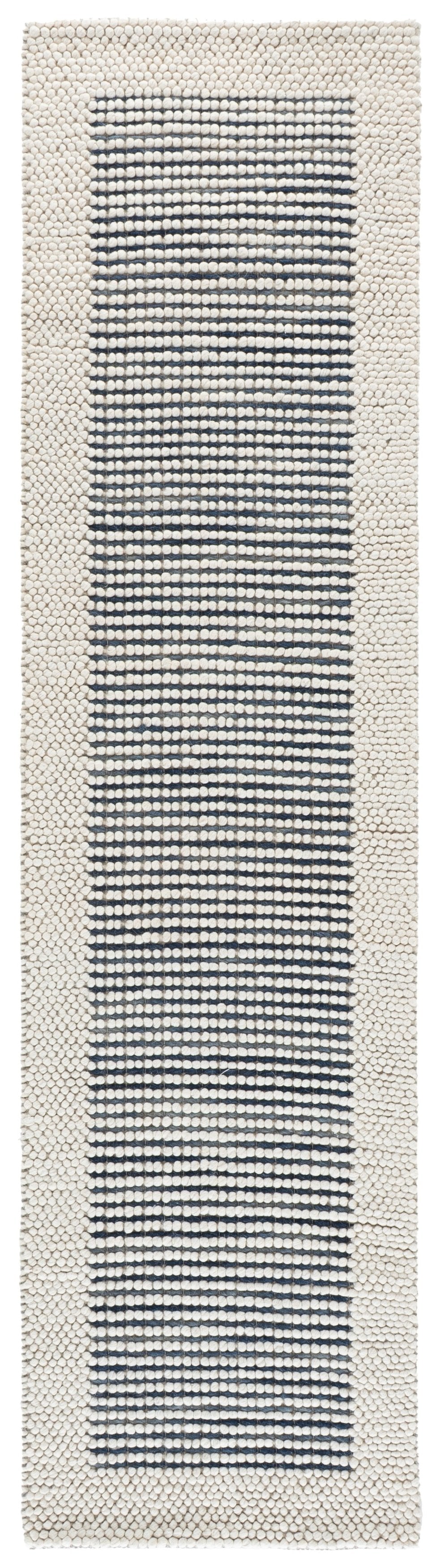 Safavieh Natura Handwoven Ivory & Navy Runner Rug — Durable 70% Wool Blend, Low 1/2" Pile For Hallways And Entryways 2'-3" x 9'-0" NAT433N-29