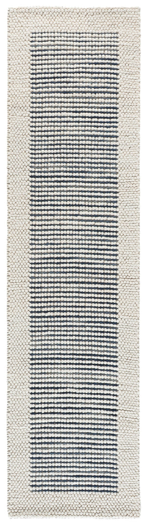 Safavieh Natura Handwoven Ivory & Navy Runner Rug — Durable 70% Wool Blend, Low 1/2" Pile For Hallways And Entryways 2'-3" x 9'-0" NAT433N-29