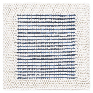 Safavieh Natura Handwoven Ivory & Navy Runner Rug — Durable 70% Wool Blend, Low 1/2" Pile For Hallways And Entryways 2'-3" x 9'-0" NAT433N-29