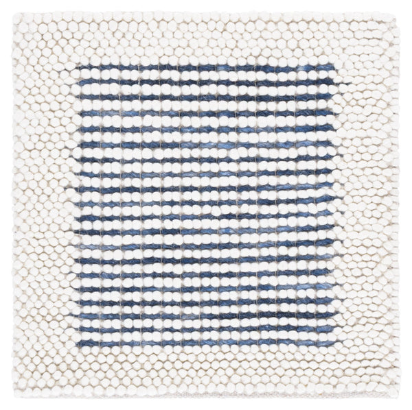 Safavieh Natura Hand‑Woven Ivory And Navy Rug — Soft Wool‑Cotton Blend, Low‑Profile Modern Striped Accent Piece 4'-0" x 6'-0" NAT433N-4