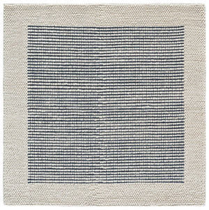 Safavieh Natura Hand‑Woven Ivory And Navy Rug — Soft Wool‑Cotton Blend, Low‑Profile Modern Striped Accent Piece 4'-0" x 6'-0" NAT433N-4
