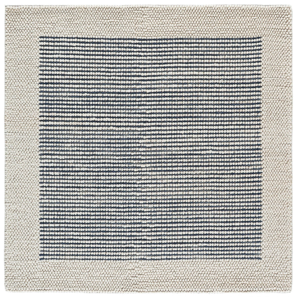 Safavieh Natura Hand‑Woven Ivory And Navy Rug — Soft Wool‑Cotton Blend, Low‑Profile Modern Striped Accent Piece 4'-0" x 6'-0" NAT433N-4