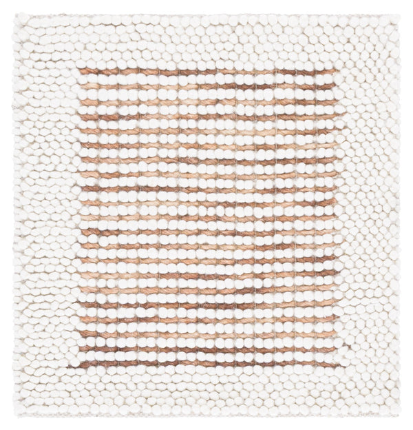 Safavieh Natura Handwoven 6X6 Ivory Rust Square Rug – 70% Wool Plush Texture, Warm Rust Accents For Living Spaces NAT433P-6SQ