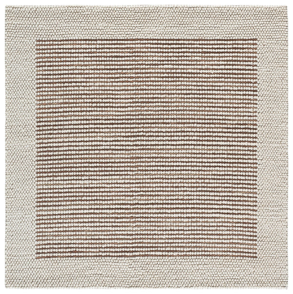 Safavieh Natura Handwoven 6X6 Ivory Rust Square Rug – 70% Wool Plush Texture, Warm Rust Accents For Living Spaces NAT433P-6SQ