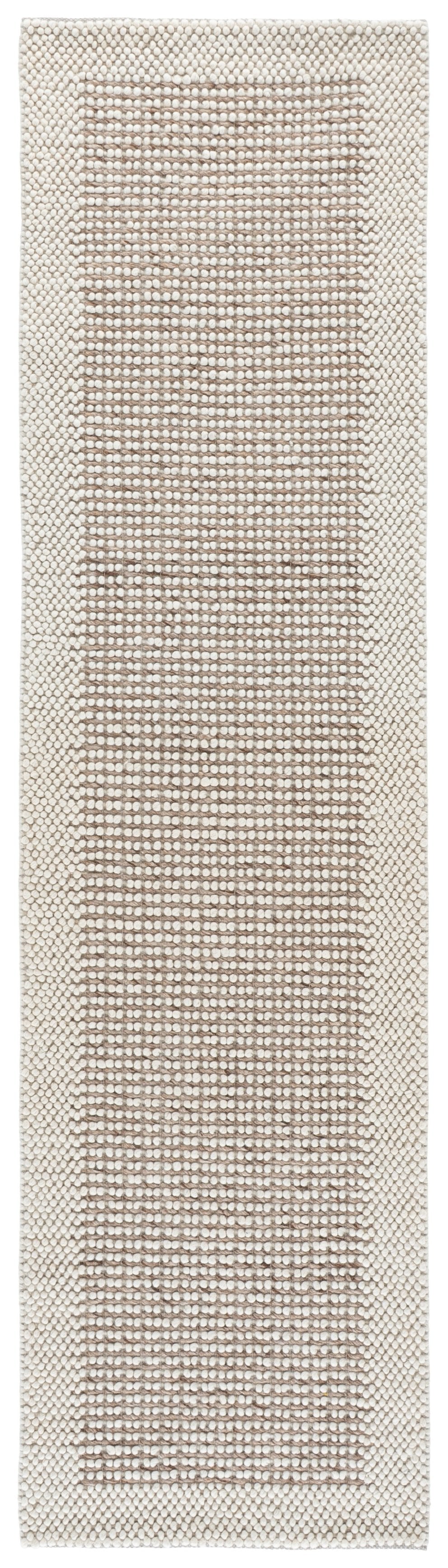Safavieh Natura Hand‑Woven 6X6 Ivory Brown Wool Rug — Scandinavian Striped Low‑Pile, Durable Cozy Centerpiece NAT433T-6SQ