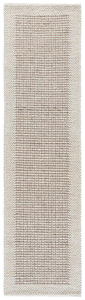 Safavieh Natura Hand‑Woven 6X6 Ivory Brown Wool Rug — Scandinavian Striped Low‑Pile, Durable Cozy Centerpiece NAT433T-6SQ