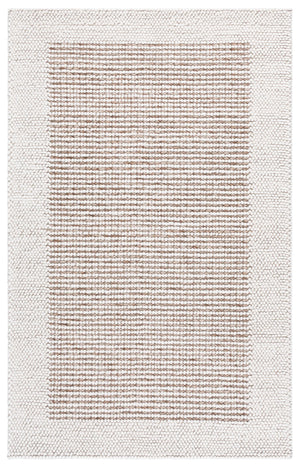 Safavieh Natura Hand‑Woven 6X6 Ivory Brown Wool Rug — Scandinavian Striped Low‑Pile, Durable Cozy Centerpiece NAT433T-6SQ