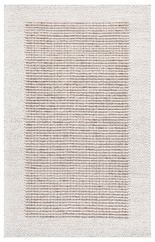 Safavieh Natura Hand-Woven Wool Blend Area Rug Ivory Brown Tones for Modern Living Rooms NAT433T-5