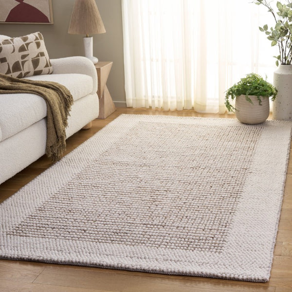 Safavieh Natura Hand-Woven Wool Blend Area Rug Ivory Brown Tones for Modern Living Rooms NAT433T-5