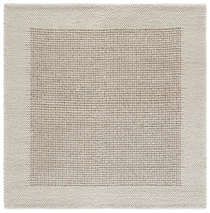 Safavieh Natura Hand‑Woven 6X6 Ivory Brown Wool Rug — Scandinavian Striped Low‑Pile, Durable Cozy Centerpiece NAT433T-6SQ