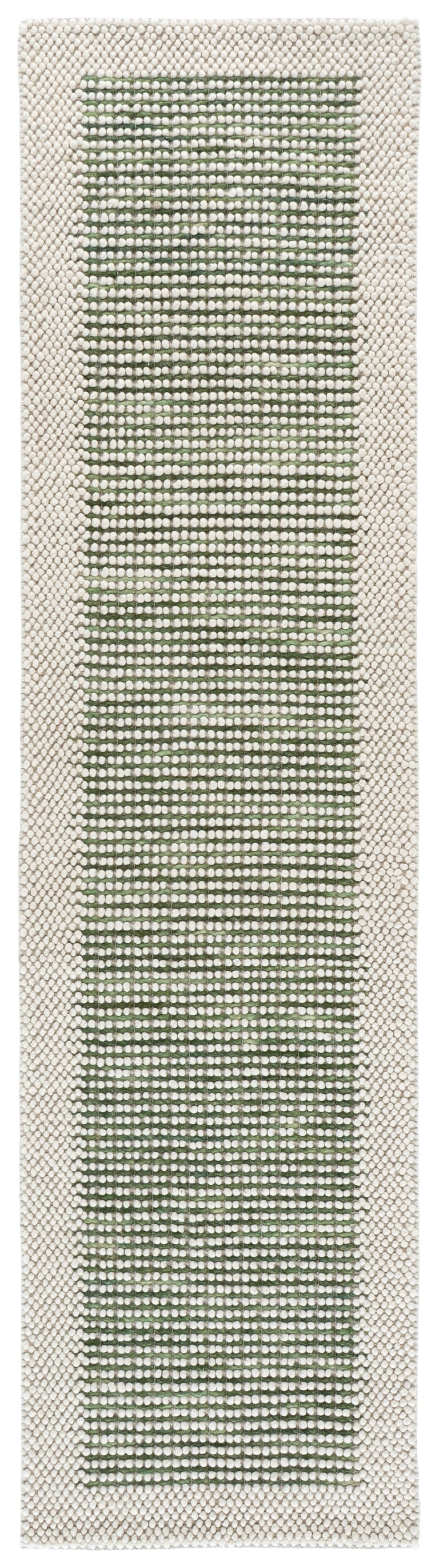 Safavieh Natura Handwoven 6X6 Ivory & Green Area Rug — 0.5" Pile, 70% Wool Blend, Scandinavian Striped Style NAT433Y-6SQ