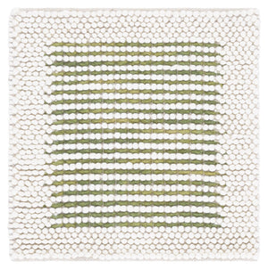 Safavieh Natura Handwoven 6X6 Ivory & Green Area Rug — 0.5" Pile, 70% Wool Blend, Scandinavian Striped Style NAT433Y-6SQ