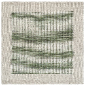 Safavieh Natura Handwoven 6X6 Ivory & Green Area Rug — 0.5" Pile, 70% Wool Blend, Scandinavian Striped Style NAT433Y-6SQ