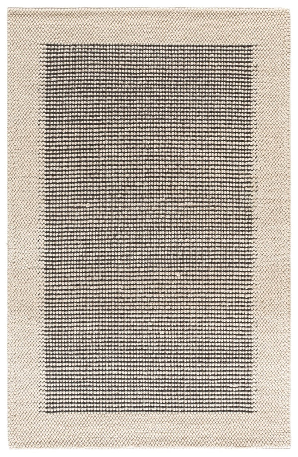 Safavieh Natura Hand-Woven Wool Flatweave Area Rug Minimalist Ivory Black for Living Rooms NAT433Z-5