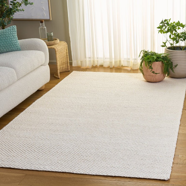 Safavieh Natura Hand Woven Wool Cotton Runner Soft Ivory Hallway Rug Low Pile Artisan Craft Off White 5'-0" x 8'-0" NAT434A-5