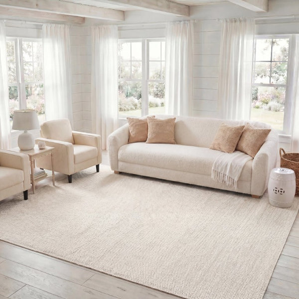 Safavieh Natura Hand Woven Wool Cotton Runner Soft Ivory Hallway Rug Low Pile Artisan Craft Off White 8'-0" x 10'-0" NAT434A-8