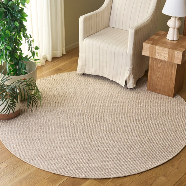 Safavieh Natura Hand Woven Wool Cotton Runner Soft Ivory Hallway Rug Low Pile Artisan Craft Beige 6'-0" x 6'-0" - R NAT434B-6R