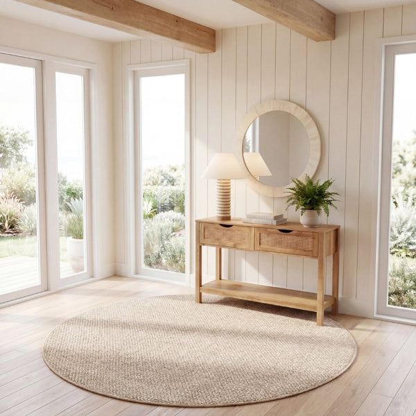 Safavieh Natura Hand Woven Wool Cotton Runner Soft Ivory Hallway Rug Low Pile Artisan Craft Beige 6'-0" x 6'-0" - R NAT434B-6R
