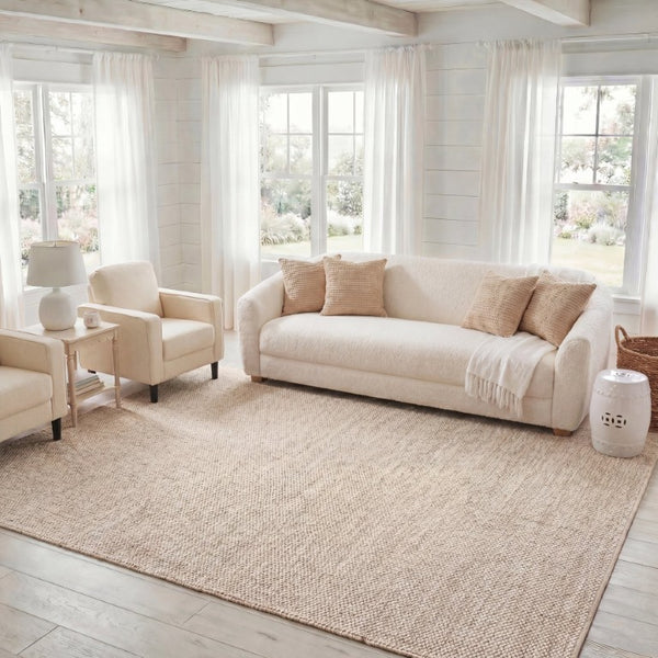 Safavieh Natura Hand Woven Wool Cotton Runner Soft Ivory Hallway Rug Low Pile Artisan Craft Beige 8'-0" x 10'-0" NAT434B-8