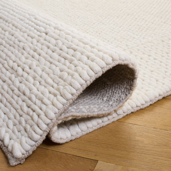 Safavieh Natura Hand‑Woven Ivory Area Rug 5X8 Medium Rectangle — Wool Blend, Low Pile, Minimalist Texture 6'-0" x 9'-0" NAT436A-6