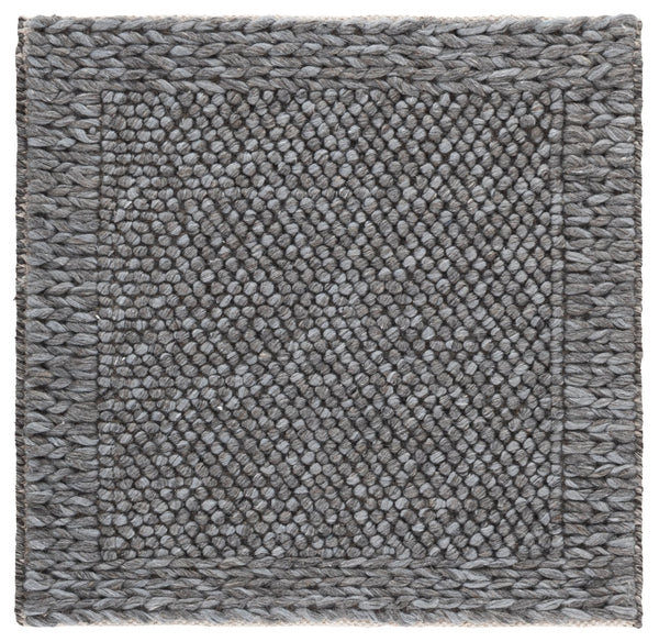 Safavieh Natura Handwoven Dark Grey Square Rug — Low-Profile Wool Blend, Durable Minimalist Foundation For Modern Homes 6'-0" x 6'-0" NAT436F-6SQ