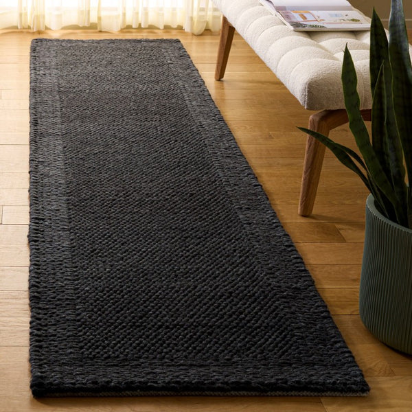 Safavieh Natura Handwoven Wool Blend Runner Solid Charcoal Artisan Texture for Modern Hallways NAT436H-29
