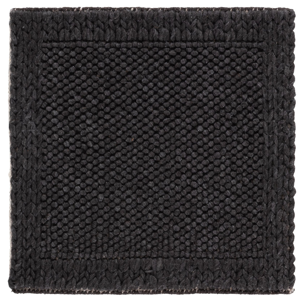 Safavieh Natura Hand‑Woven 6X6 Charcoal Black Area Rug — Wool Blend, Low Pile, Minimalist Square Design NAT436H-6SQ