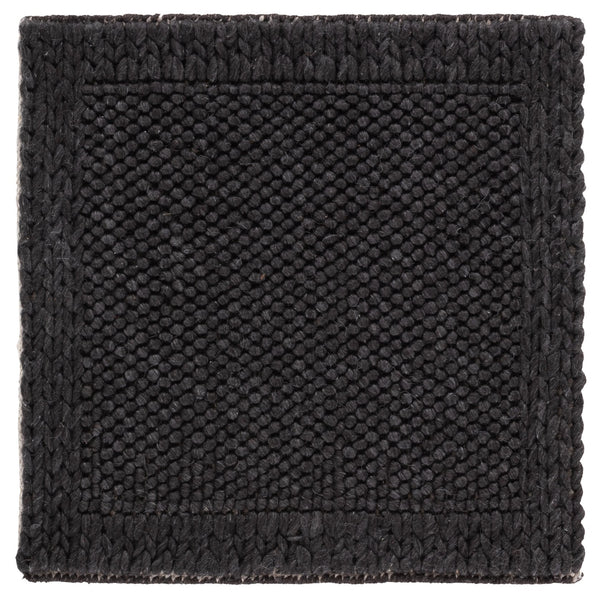 Safavieh Natura Hand‑Woven 6X6 Charcoal Black Area Rug — Wool Blend, Low Pile, Minimalist Square Design NAT436H-6SQ