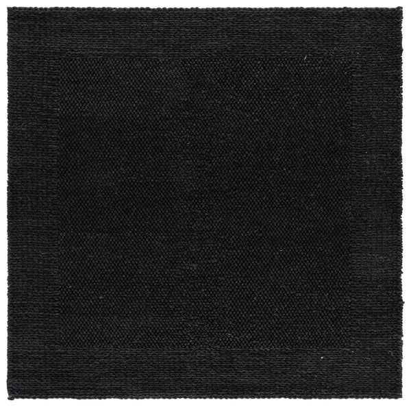 Safavieh Natura Hand‑Woven 6X6 Charcoal Black Area Rug — Wool Blend, Low Pile, Minimalist Square Design NAT436H-6SQ
