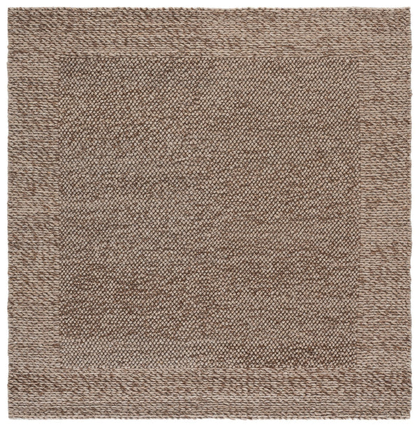 Safavieh Natura Handwoven 6X6 Light Brown Square Rug — 70% Wool Low-Profile 0.5" Pile, Modern Minimalist Anchor NAT436T-6SQ