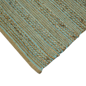 Amer Rugs Naturals Farmhouse Striped Flat-weave Area Rug - Hand-woven Jute & Cotton For Eco-friendly Decor Aqua Jute, Cotton Nat50203