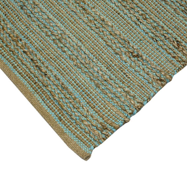 Amer Rugs Naturals Farmhouse Striped Flat-weave Area Rug - Hand-woven Jute & Cotton For Eco-friendly Decor Aqua Jute, Cotton Nat50203