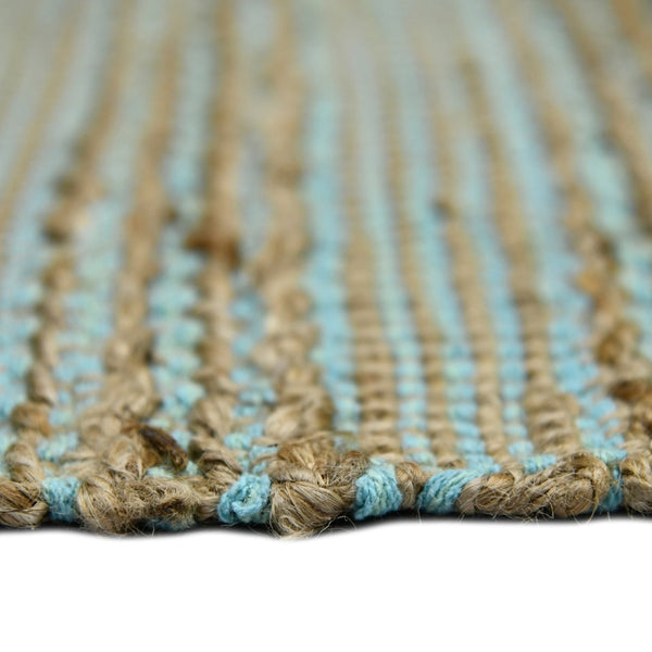 Amer Rugs Naturals Farmhouse Striped Flat-weave Area Rug - Hand-woven Jute & Cotton For Eco-friendly Decor Aqua Jute, Cotton Nat50203
