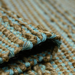 Amer Rugs Naturals Farmhouse Striped Flat-weave Area Rug - Hand-woven Jute & Cotton For Eco-friendly Decor Aqua Jute, Cotton Nat50203