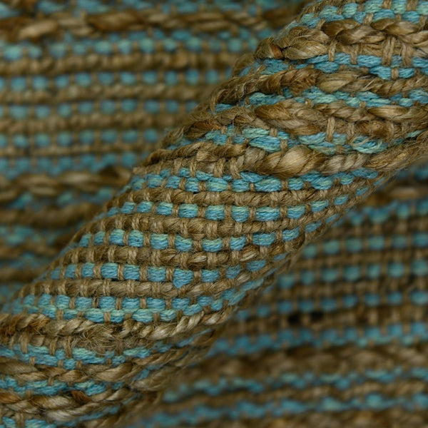 Amer Rugs Naturals Farmhouse Striped Flat-weave Area Rug - Hand-woven Jute & Cotton For Eco-friendly Decor Aqua Jute, Cotton Nat50203