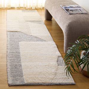 Safavieh Natura Hand-Woven Ivory And Charcoal Rug — Low-Profile Wool-Cotton Blend, Minimalist Scandinavian Texture 4'-0" x 6'-0" NAT506A-4