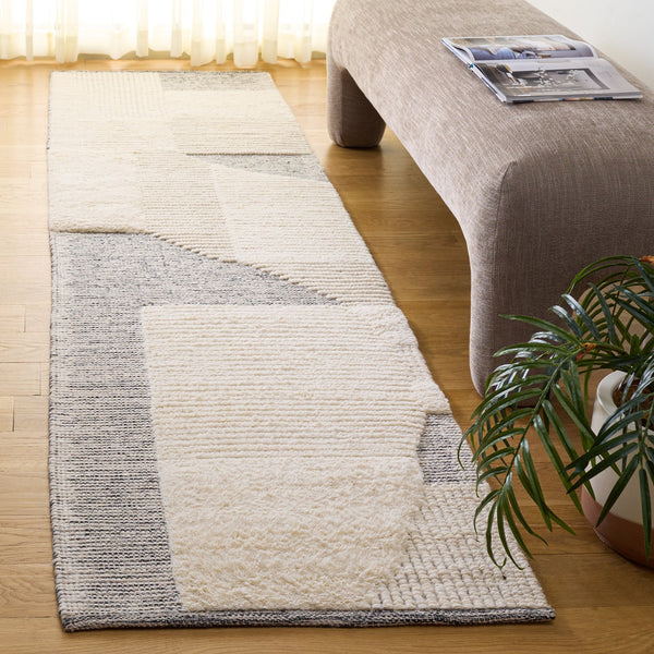 Safavieh Natura Handwoven Ivory & Charcoal Geometric Rug — Low-Profile Wool-Cotton Blend For Modern Homes 3'-0" x 5'-0" NAT506A-3