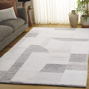 Safavieh Natura Hand-Woven Ivory And Charcoal Rug — Low-Profile Wool-Cotton Blend, Minimalist Scandinavian Texture 4'-0" x 6'-0" NAT506A-4