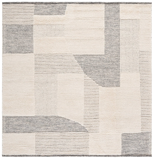 Safavieh Natura Handwoven Round Rug In Ivory & Charcoal — Plush Low-Profile Wool-Cotton Blend, Scandi Chic 6'-0" x 6'-0" NAT506A-6R