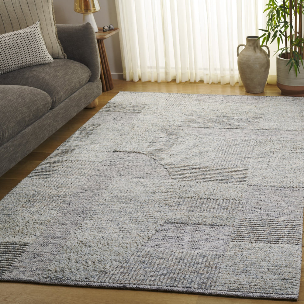 Safavieh Natural Hand‑Woven Grey‑Beige Wool-Cotton Rug — Timeless Minimalist 8X10 Area Rug For Living Rooms 9'-0" x 12'-0" NAT506F-9