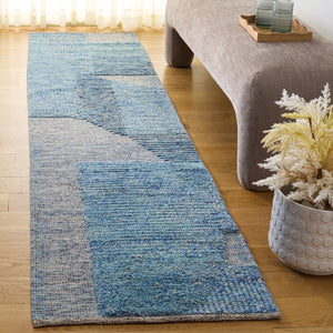 Safavieh Natura Hand-Woven Blue Grey Square Rug—Wool-Cotton Blend, Low Profile 3/8" Pile For Durable Comfort 6'-0" x 6'-0" NAT506M-6SQ