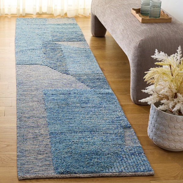 Safavieh Natura Hand-Woven Blue Grey Square Rug—Wool-Cotton Blend, Low Profile 3/8" Pile For Durable Comfort 6'-0" x 6'-0" NAT506M-6SQ