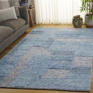 Safavieh Natura Hand-Woven Blue Grey Square Rug—Wool-Cotton Blend, Low Profile 3/8" Pile For Durable Comfort 6'-0" x 6'-0" NAT506M-6SQ