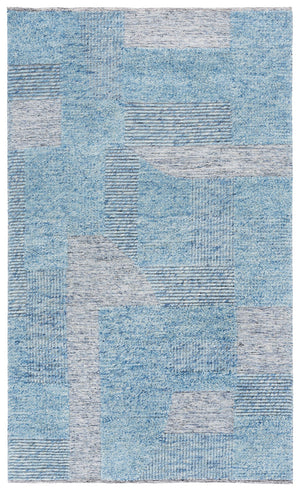 Safavieh Natura Hand-Woven Blue Grey Area Rug — Scandinavian Geometric Wool-Cotton Blend, Low-Profile Durability And Soft Texture (3/8" Pile) 3'-0" x 5'-0" NAT506M-3